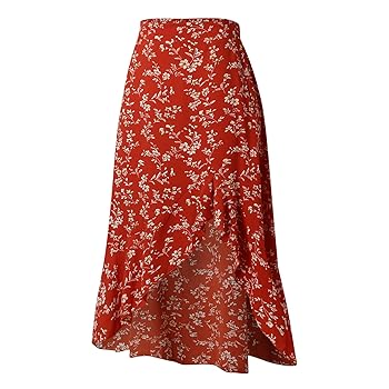 Amazon.com: Women's Boho Floral Print Wrap Skirt Ruffles